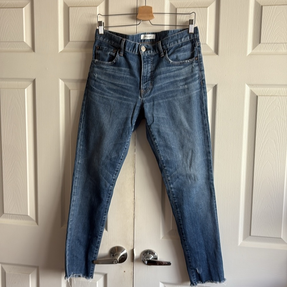 Moussy Straight Leg Blue Jeans with Raw Hem - Picture 4 of 15